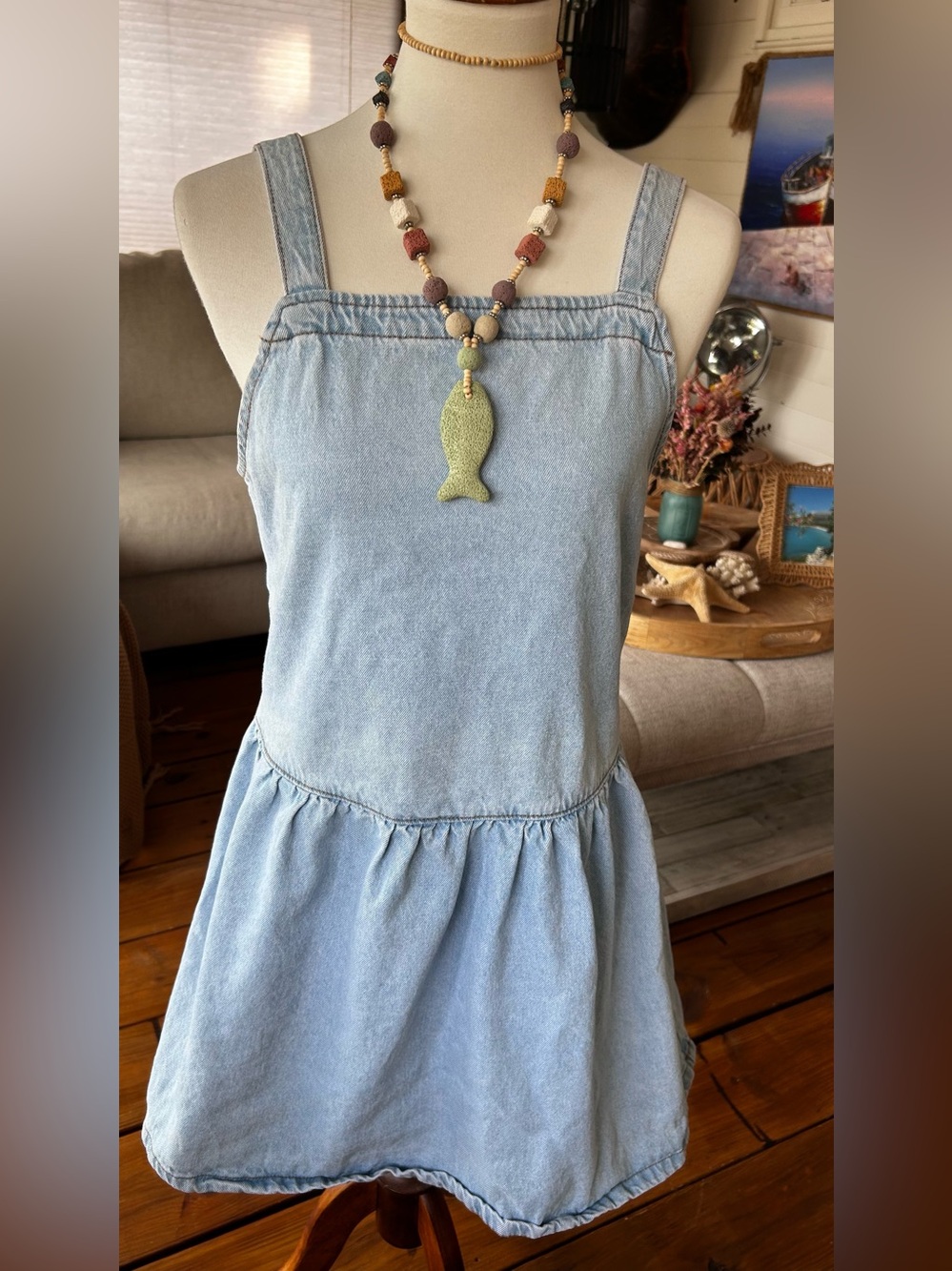 Primark Denim Co Light Wash Denim Drop Waist Mini Dress US 6